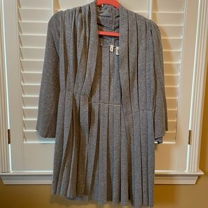 Anthropologie grey, pleated sweater-jacket